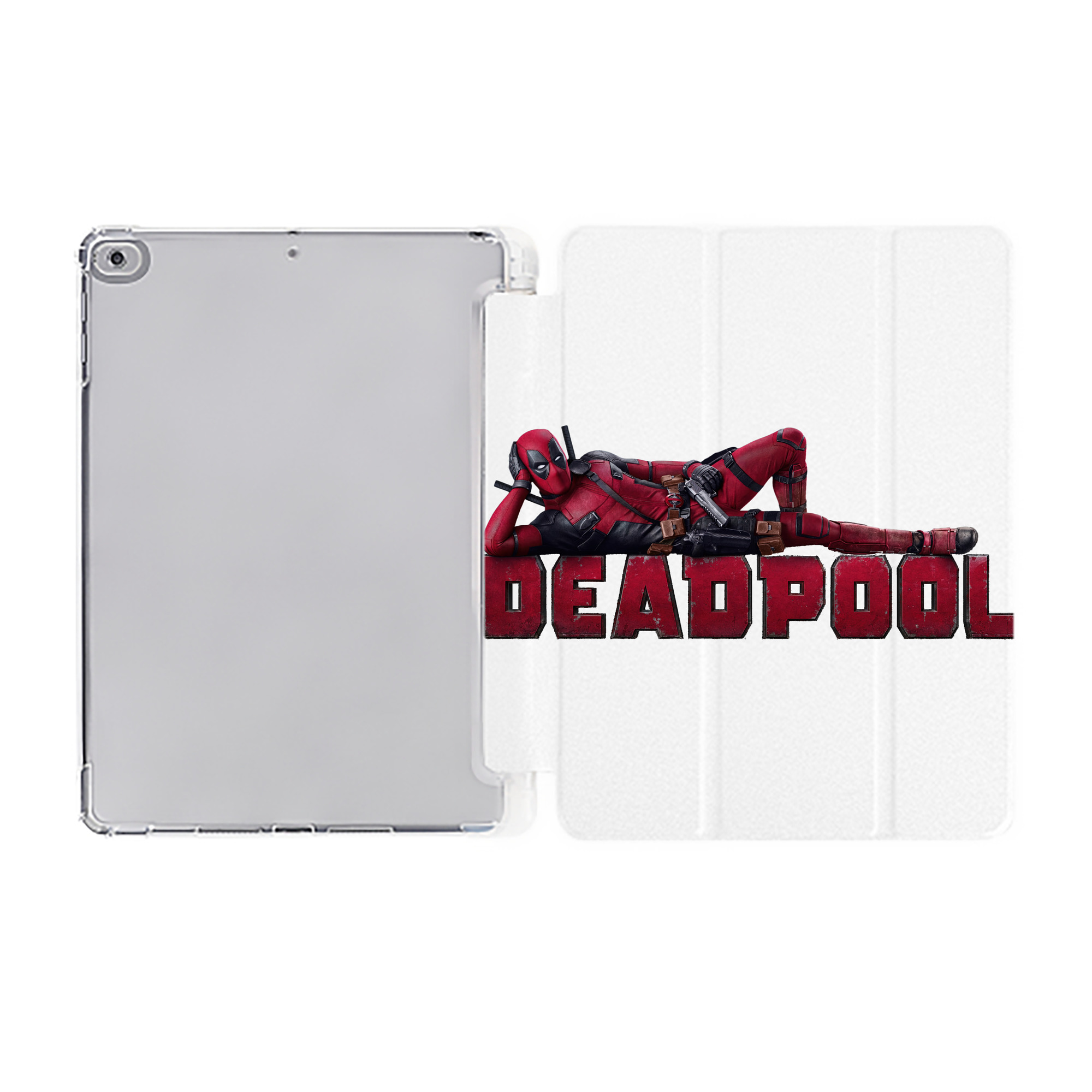 （画像用） Deadpool デッドプール IPad ケース ペン収納付き 三つ折りスタンド PUレザー×シリコン 対応機種9.5/10.5/10.9インチ